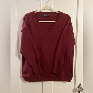 Maroon V-Neck Sweater. Size M